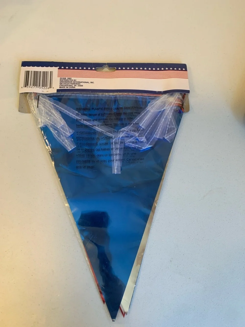 12 Foot Red Blue and Silver Party Pennant Flag Banner